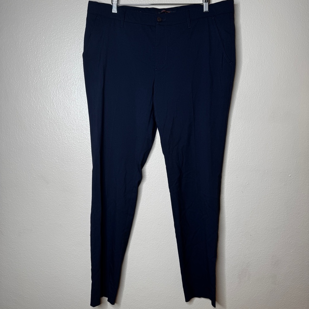 Alberto Pants Men's 40X34 Navy Seersucker Ceramica Structure Regular Slim Fit